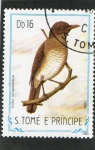 Sellos de Africa - Santo Tom� y Principe -  AVES.  TURDUS  OLIVACEOFUSCUS.