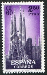 Stamps Spain -  1283- I CONGRESO INTERNACIONAL FILATELIA. BARCELONA. TEMPLO DE LA SAGRADA FAMILIA.