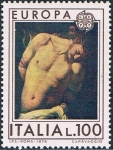 Sellos del Mundo : Europa : Italia : EUROPA 1975. LA FLAGELACIÓN DE CRISTO, POR EL CARAVAGGIO. Y&T Nº 1222