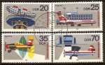 Stamps : Europe : Germany :  Labores en aerolineas,bloque de cuatro sellos(DDR).