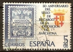 Stamps Spain -  50 anivº del sello de recargo de la exp,de Barcelona.1ºsello de emision 1929 y escu,de Barc.