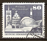 Stamps Germany -  Edificios en Rostock-Warnemünde-DDR.