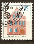 Stamps Germany -   Edificios importantes-Ayuntamiento en Luckau(DDR).