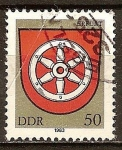 Stamps : Europe : Germany :  "Escudo de armas" de Erfurt (DDR).