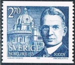 Sellos del Mundo : Europe : Sweden : LAUREADOS CON EL PREMIO NOBEL EN 1921. FREDERICK SODDY, QUÍMICA. Y&T Nº 1157