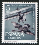 Stamps Spain -  1404- L aniversario de la Aviación Española. Caza de la avutarda.