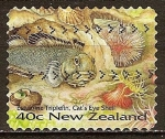 Stamps New Zealand -  Vida Marina. Estuario triplefin y la cáscara de gato de ojos.