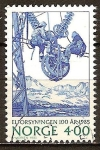 Stamps Norway -  Centenario de la electricidad en Noruega. Hombres trabajando en cable aéreo.