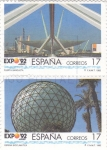 Stamps Spain -  EXPO 92 - puerta barqueta y esfera bioclimática
