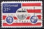 Stamps United States -  Scott  C90 Bandera tierra Y Avion (3)