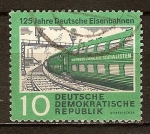 Stamps Germany -  125a Aniv de los ferrocarriles alemanes. Expreso de las Juventudes Socialistas-DDR.