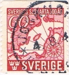 Sellos de Europa - Suecia -  TRICENTENARIO DE LA PRIMERA CARTA MARÍTIMA SUECA. Y&T Nº  306