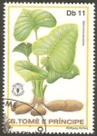 Stamps So Tom and Prncipe -  colocasia esculenta