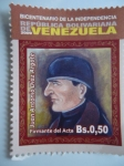 Stamps Venezuela -  Bic. Independencia Rep. Bolivariana de V/zuela.Firmante del Acta:Juan A.Diaz Argote