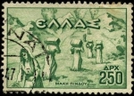 Stamps Europe - Greece -  Serie de la victoria. Traslado de municiones a través del Pindus. 1947.