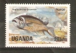 Stamps Uganda -  HAPLOCHROMIS    BROWNAE