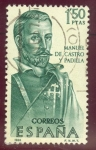 Stamps Spain -  1966 Forjadores de America. Manuel de Castro y Padilla - Edifil:1754