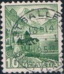 Stamps Switzerland -  SERIE TURÍSTICA 1948. CASTILLO DE CHILLÓN Y DIENTES DEL SUR. Y&T Nº 462