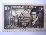 Sellos de America - Colombia -  Descubrimiento de la Hipsoméería por Francisco José de Caldas 1799.Año Geofisico-Mundial 1957/58.