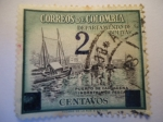 Stamps Colombia -  Departamento de Bolivar- Puerto de Cartagena  Industria de pesca.