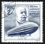 Stamps Hungary -  150 Aniversario del nacimiento de Ferdinand Von Zeppelin