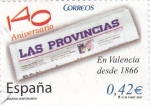 Stamps Spain -  Diarios Centenarios  - 140 Aniv. LAS PROVINCIAS     (F)