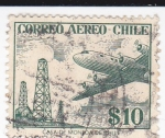 Stamps Chile -  Avión y pozos de petróleo