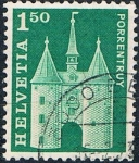 Sellos de Europa - Suiza -  SERIE BÁSICA 1968. EDIFICIOS. PUERTA DE FRANCIA, PORRENTRUY. Y&T Nº 823