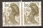 Stamps France -  Liberty (Libertad de guiar al pueblo de Delacroix).