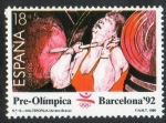 Stamps Spain -  3054- Barcelona ' 92. I V Serie Pre-olímpica. Halterofilla.