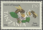 Sellos del Mundo : Africa : Tanzania : INSECTOS DE TANZANIA. ABEJAS