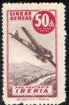 Stamps Spain -  Lineas Aerias Iberia . Pro-Montepio.