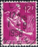 Sellos de Europa - Francia -  COSECHADORA 1957-59. Y&T Nº 1116