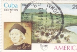 Sellos de America - Cuba -  UPAE -Colón y paisaje