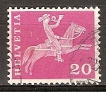 Stamps Switzerland -  cartero montado a caballo del sglo 19.