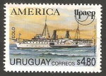 Stamps : America : Uruguay :  1488 - Upaep, Barco de vapor