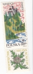 Sellos de Europa - Polonia -  Paisaje de NIEDZICA y Flora CARLINA ACAULIS