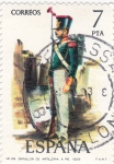 Sellos de Europa - Espaa -  Artillería de a pie 1828-UNIFORMES MILITARES   (S)