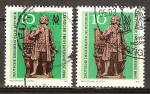 Stamps Germany -  Leipzig Feria de Primavera 1985(Monumento Bach en Leipzig)DDR.