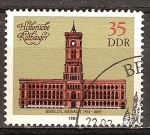 Stamps Germany -  Ayuntamientos históricos -Ayuntamiento Rojo en Berlín,construido 1861-1869-DDR.