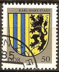 Stamps Germany -  Escudo de armas de  Karl-Marx-Stadt -DDR.