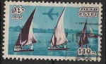 Stamps Egypt -  Plane over boats on Nile(Air Post Stamp). Sc 173