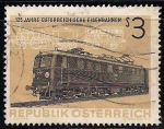 Sellos de Europa - Austria -  125 años de los ferrocarriles austriacos.- Locomotora eléctrica de 1837