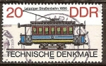 Stamps Germany -  Monumentos técnicos-Leipzig tranvía en 1896,DDR.