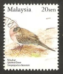 Sellos del Mundo : Asia : Malaysia : 1084 - Ave streptopelia chinensis