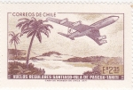 Stamps Chile -  Vuelos regulares Santiago-Isla de Pascua- Tahití