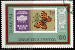 Stamps Hungary -  SELLO CON MARIPOSA