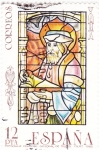 Stamps Spain -  Vidriera de la Catedral de Toledo- personaje religioso  (4)