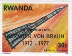 Stamps Rwanda -  Aeronáutica Apolo-Soyouz en memória Wernher Von Braun