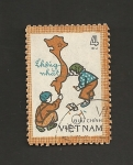 Sellos de Asia - Vietnam -  Niños dibujando mapa Vietnam unificado